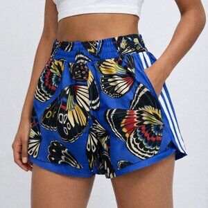 Adidas X Farm Rio Pacer Farm Shorts Butterfly Pockets Logo Designer Womens M